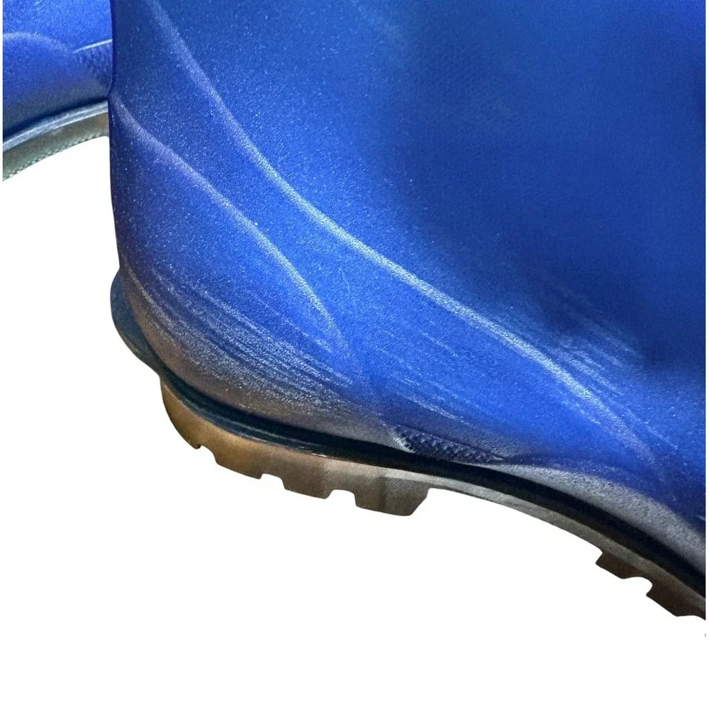 Ziv-Arit Rain Boots Mens 8 Blue Good Vintage Lace Up Waterproof Jelly Lug Sole